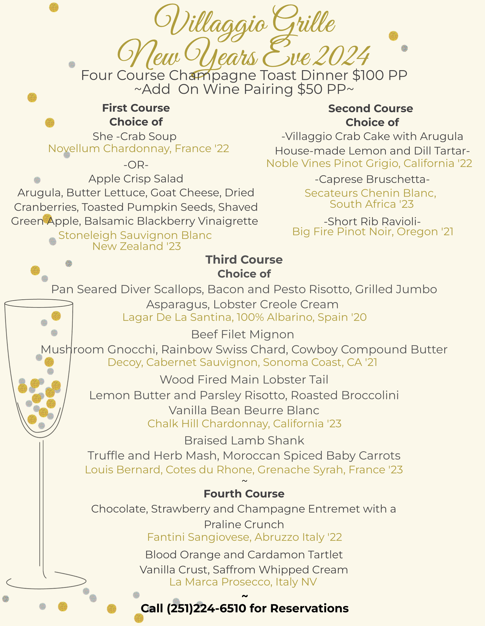 Villaggio's New Year's Eve Menu