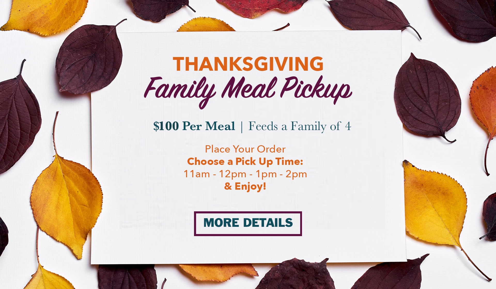 View Villaggio's upcoming Thanksgiving meals